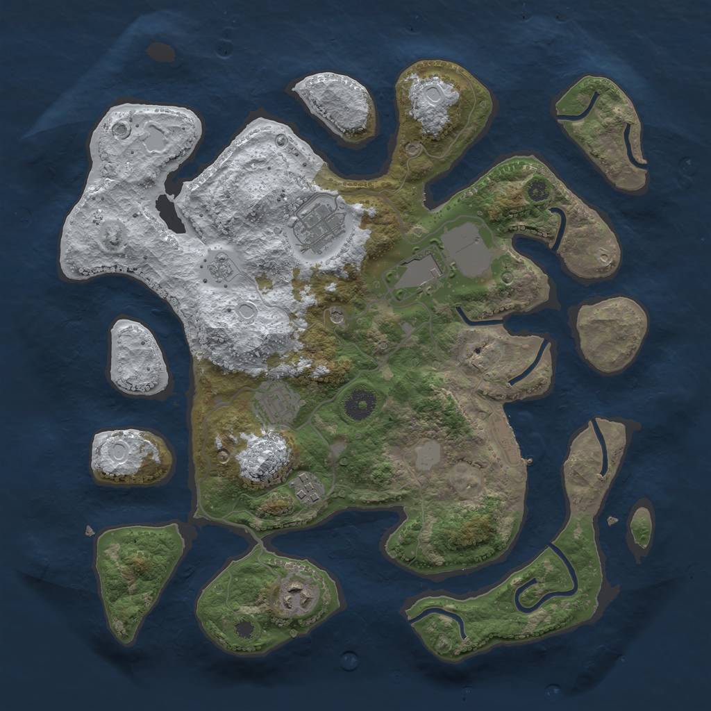 Rust Map: Procedural Map, Size: 3500, Seed: 3960825, 13 Monuments