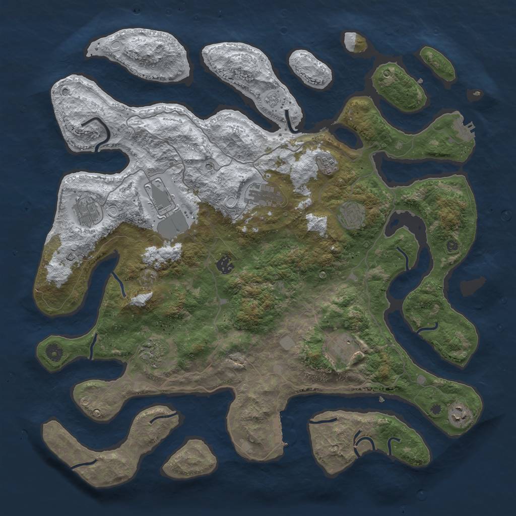 Rust Map: Procedural Map, Size: 4500, Seed: 4801795, 18 Monuments
