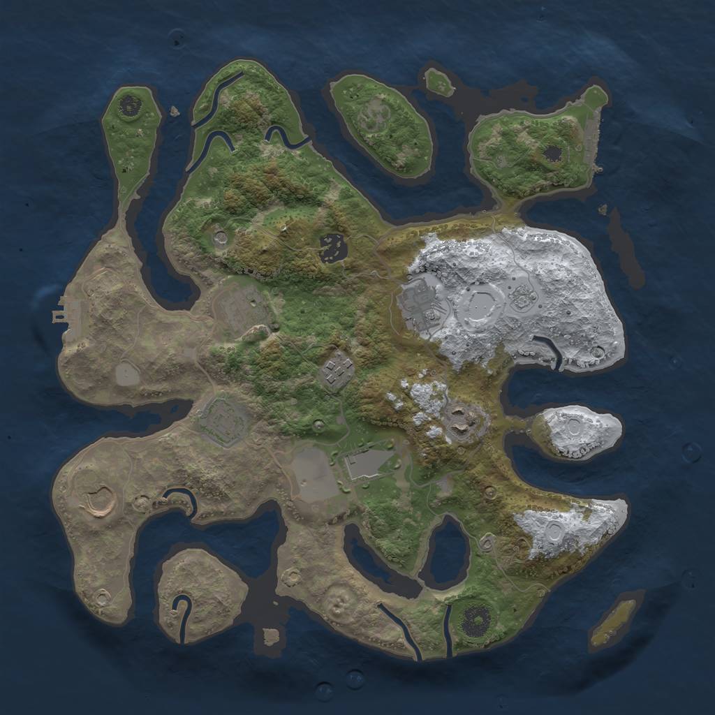 Rust Map: Procedural Map, Size: 3500, Seed: 2400447, 17 Monuments