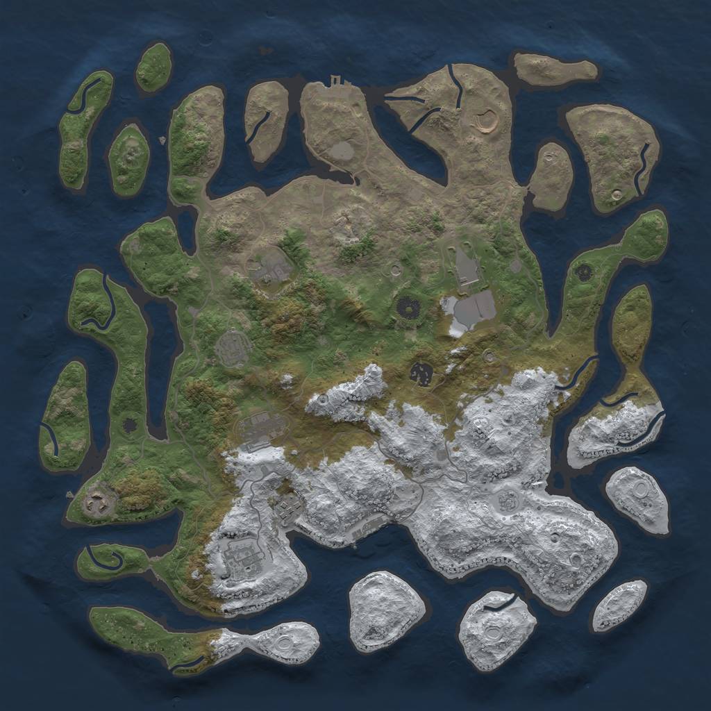 Rust Map: Procedural Map, Size: 4500, Seed: 4928055, 18 Monuments
