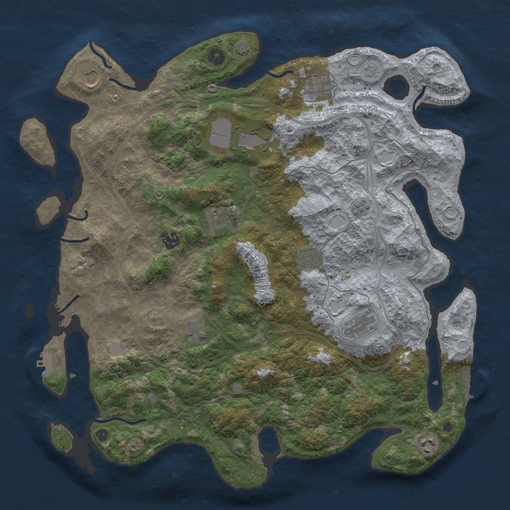 Rust Map: Procedural Map, Size: 4500, Seed: 6177148, 18 Monuments