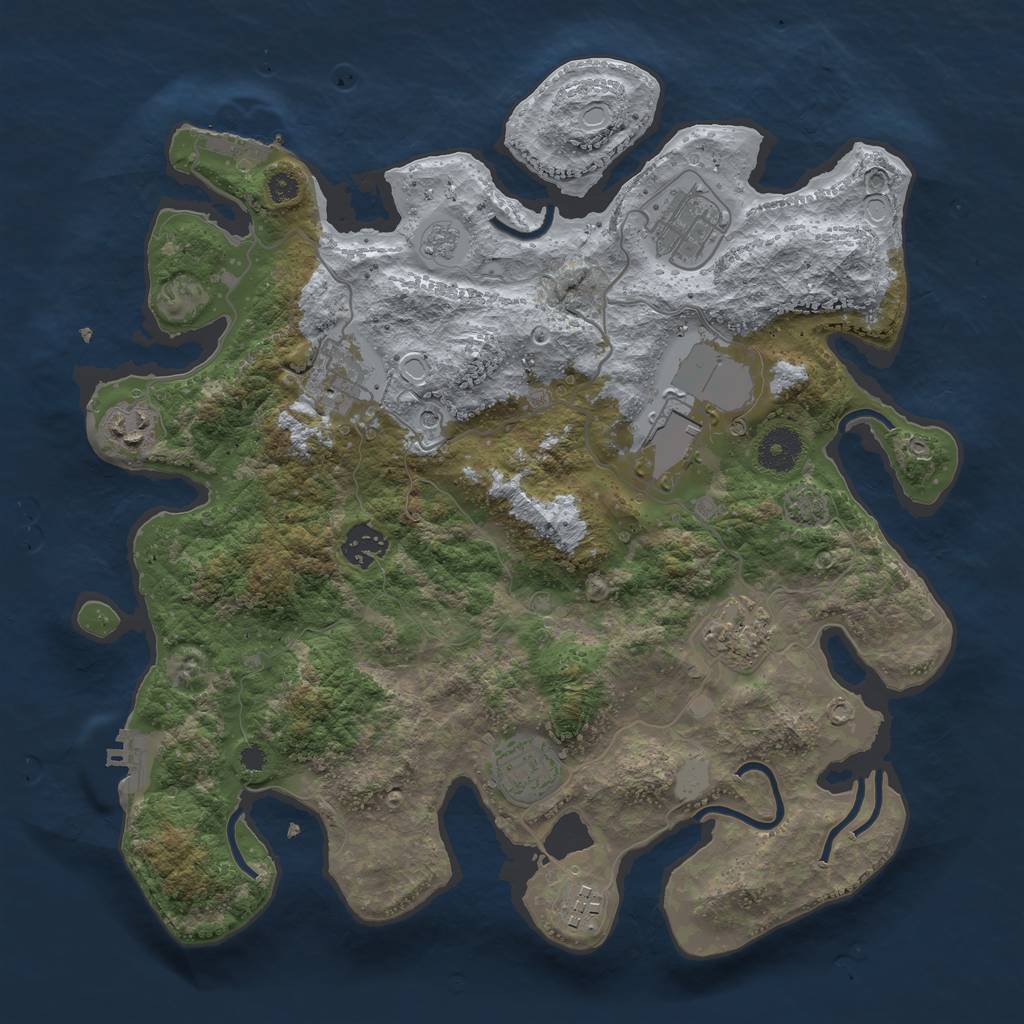 Rust Map: Procedural Map, Size: 3550, Seed: 768537, 15 Monuments
