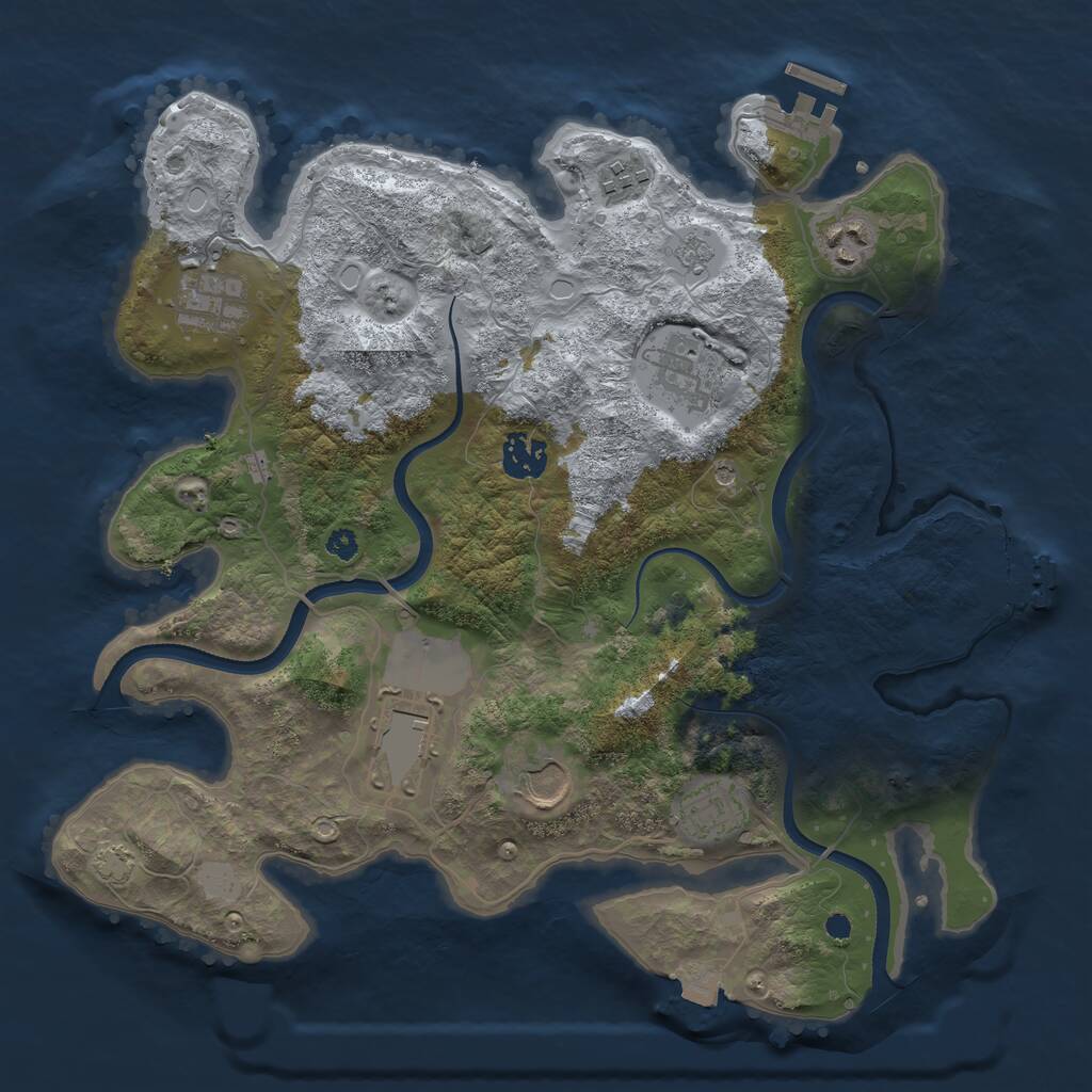 Rust Map: Procedural Map, Size: 3500, Seed: 4497153, 14 Monuments