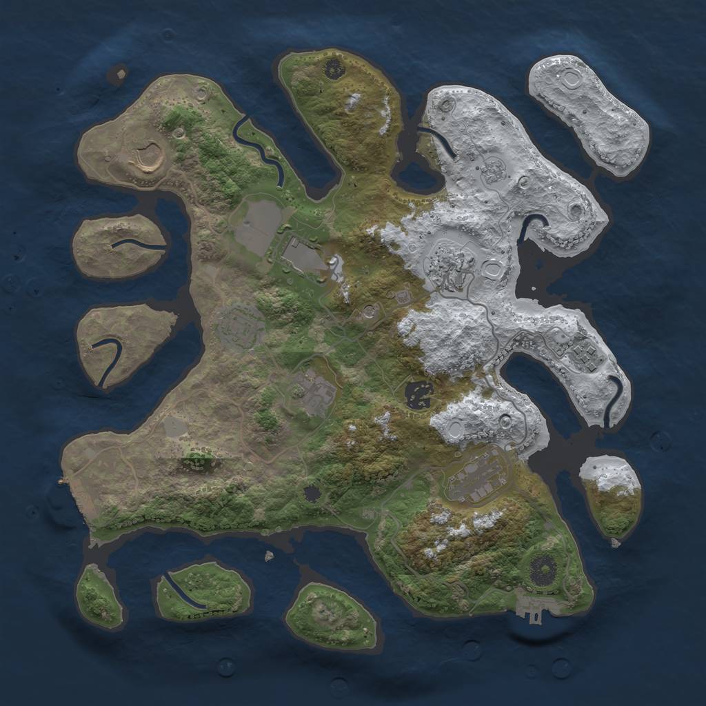 Rust Map: Procedural Map, Size: 3550, Seed: 538551, 17 Monuments