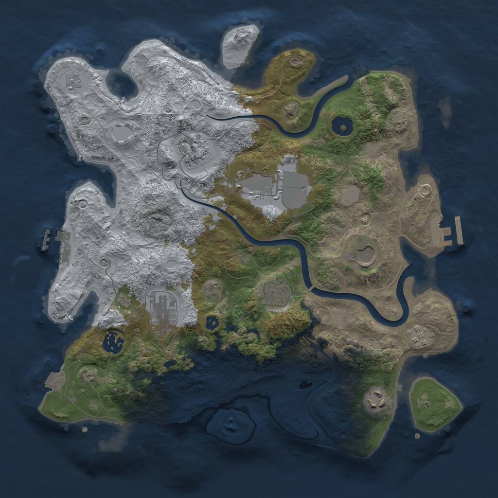 Rust Map: Procedural Map, Size: 3550, Seed: 71283, 14 Monuments