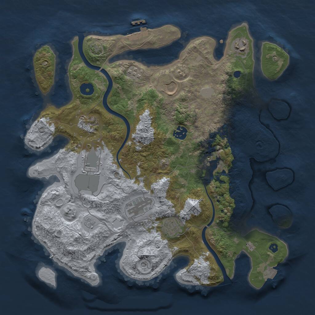 Rust Map: Procedural Map, Size: 3500, Seed: 9999, 14 Monuments