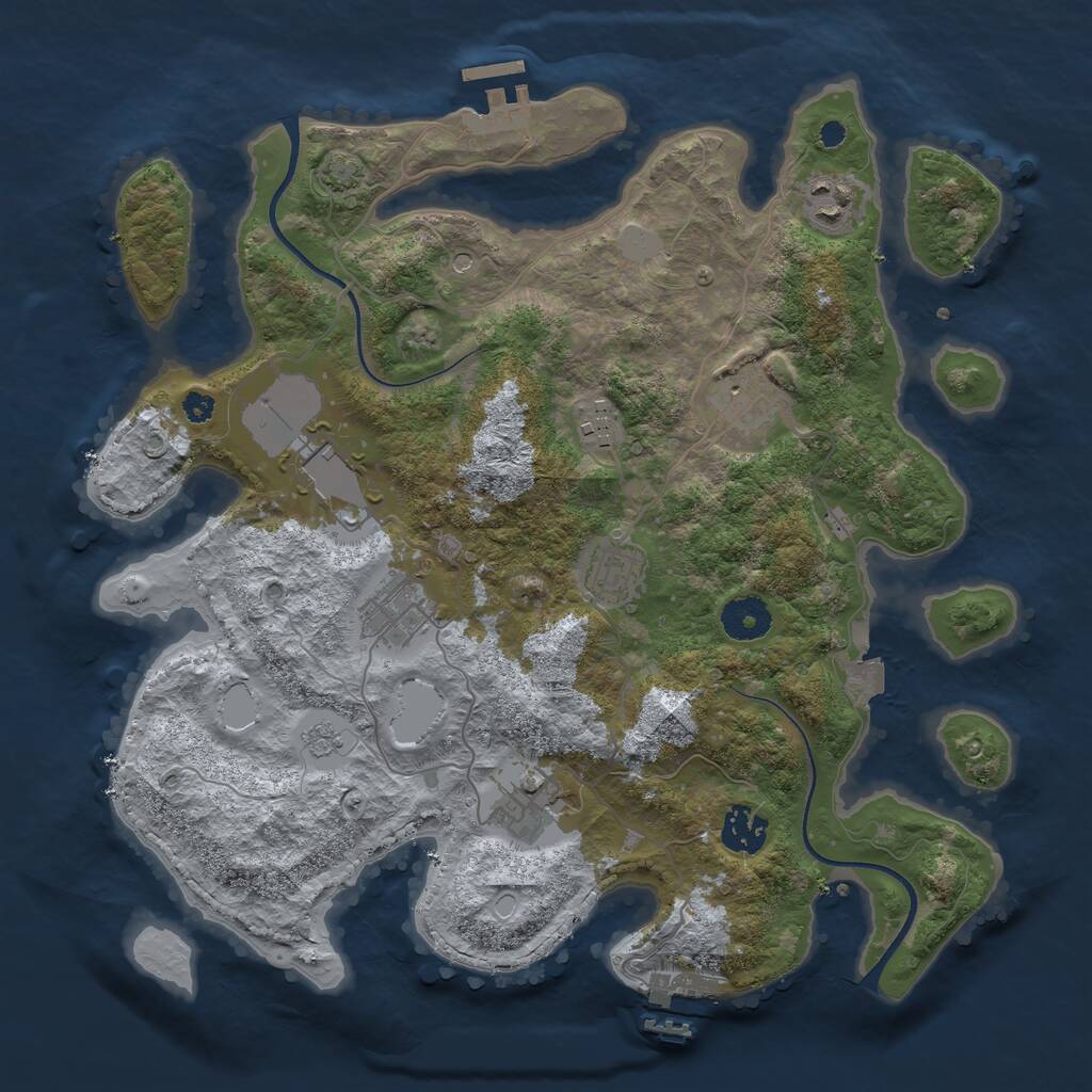 Rust Map: Procedural Map, Size: 3500, Seed: 9999, 14 Monuments