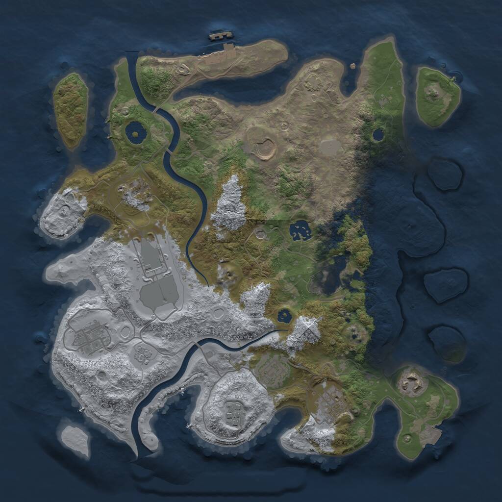 Rust Map: Procedural Map, Size: 3500, Seed: 9999, 15 Monuments
