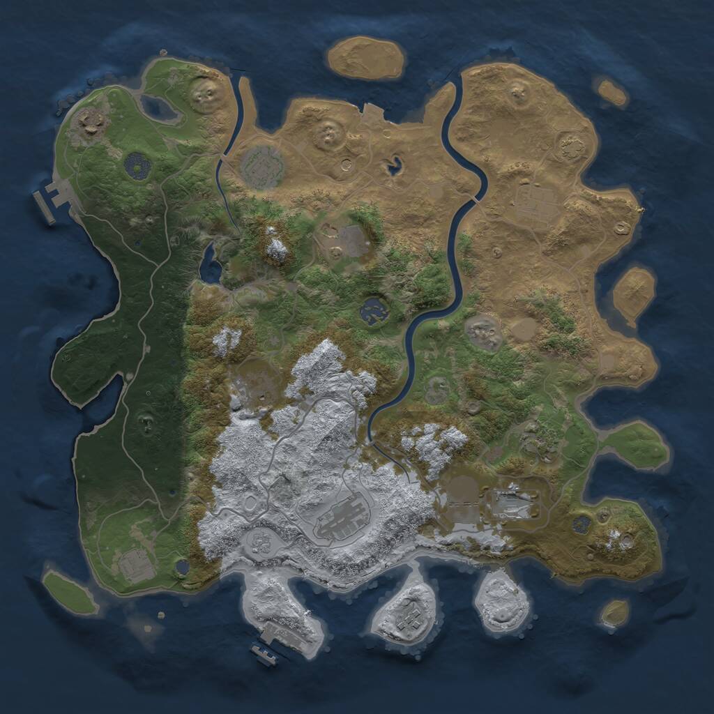 Rust Map: Procedural Map, Size: 4000, Seed: 776366, 16 Monuments
