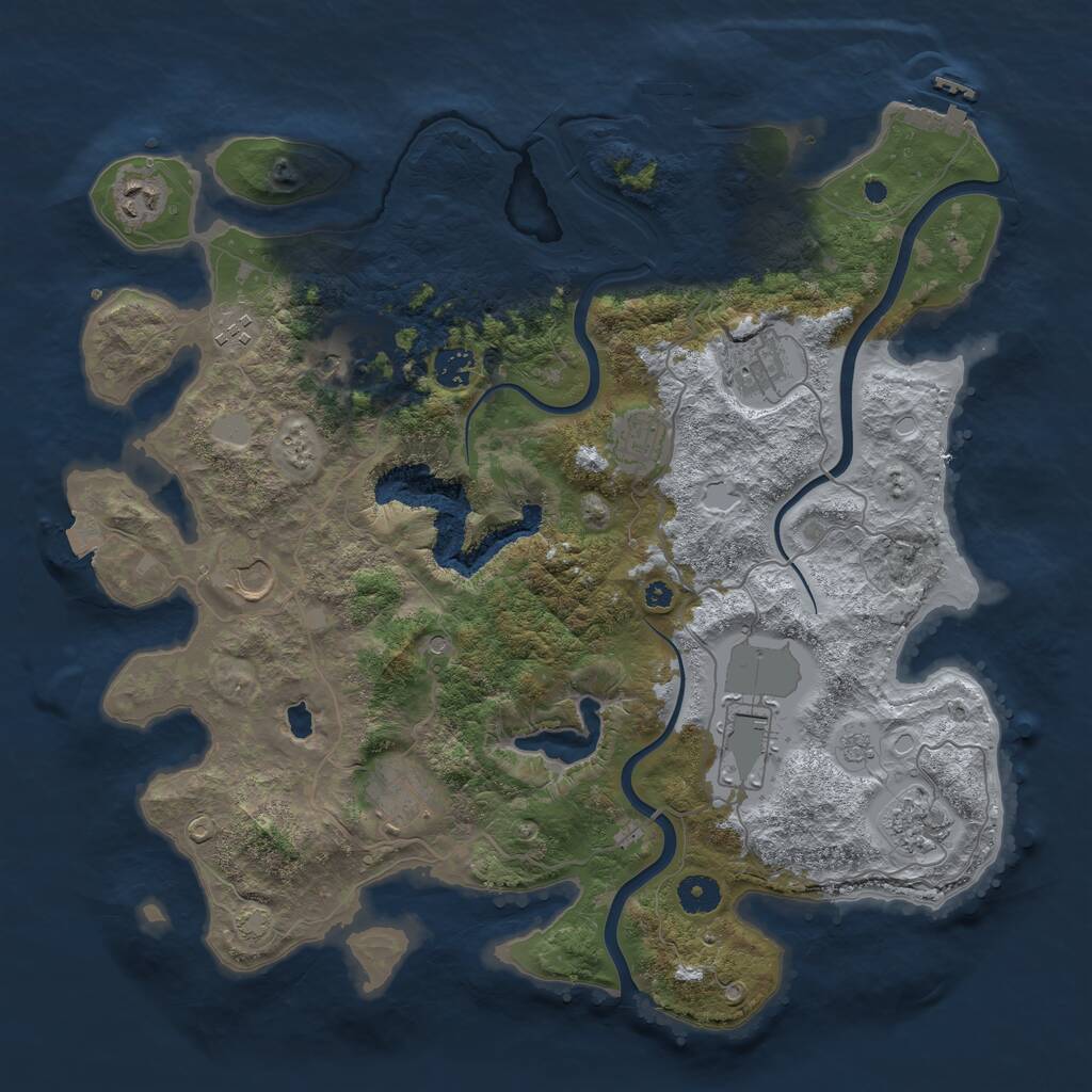 Rust Map: Procedural Map, Size: 4000, Seed: 625802, 16 Monuments