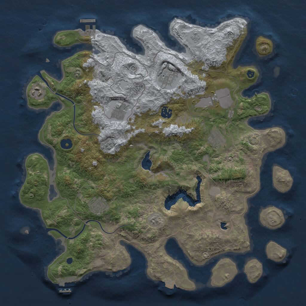 Rust Map: Procedural Map, Size: 4000, Seed: 828743, 14 Monuments