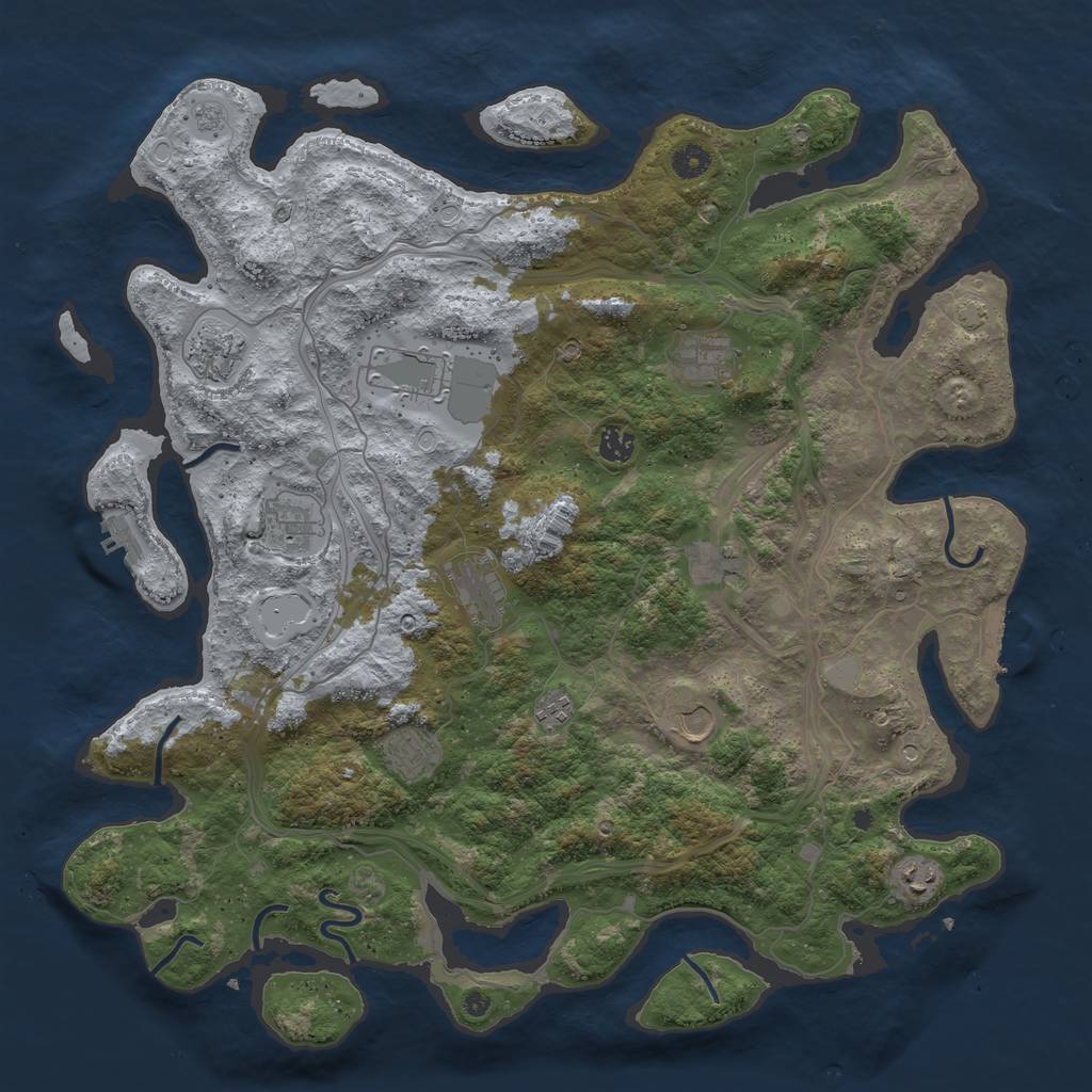 Rust Map: Procedural Map, Size: 4500, Seed: 758364, 19 Monuments