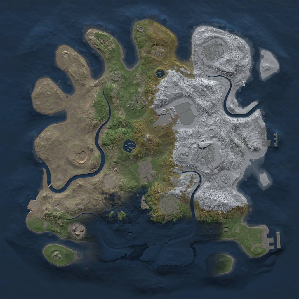 Rust Map: Procedural Map, Size: 3550, Seed: 629640, 16 Monuments