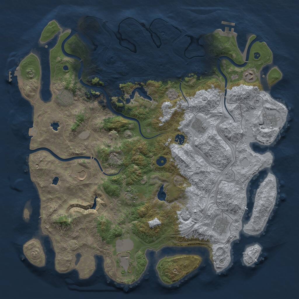 Rust Map: Procedural Map, Size: 4500, Seed: 4533226, 16 Monuments