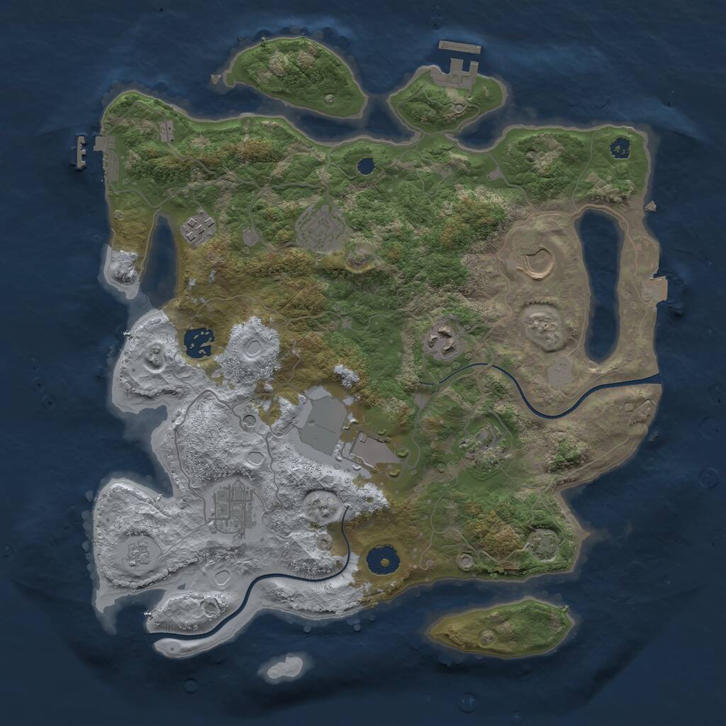 Rust Map: Procedural Map, Size: 3500, Seed: 1501261, 14 Monuments