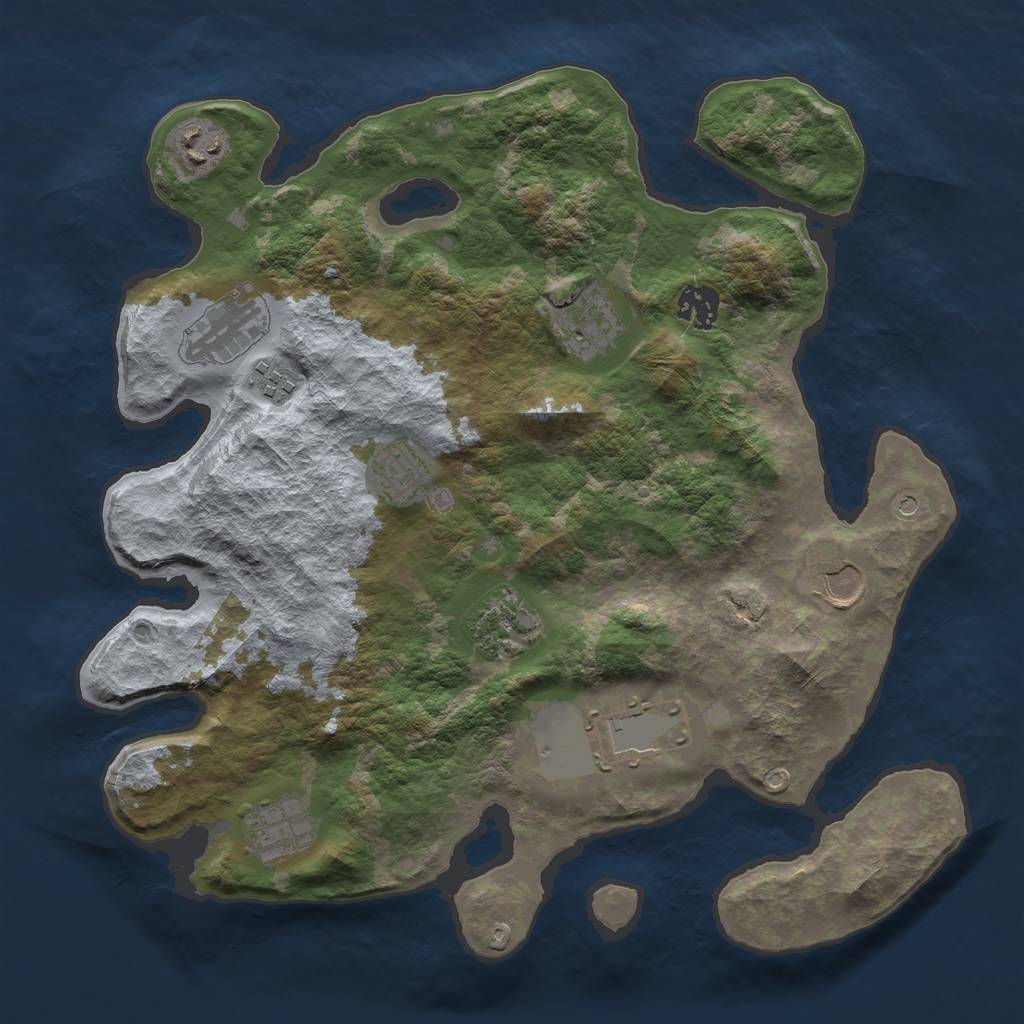 Rust Map: Barren, Size: 3500, Seed: 6, 13 Monuments