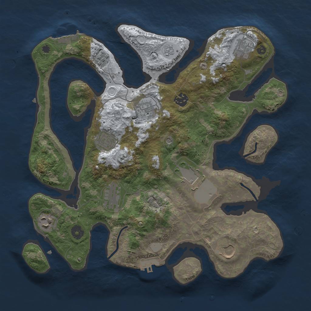 Rust Map: Procedural Map, Size: 3500, Seed: 587312875, 18 Monuments