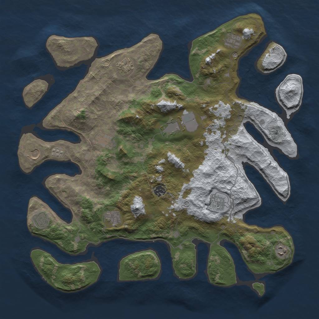 Rust Map: Barren, Size: 4500, Seed: 25, 14 Monuments