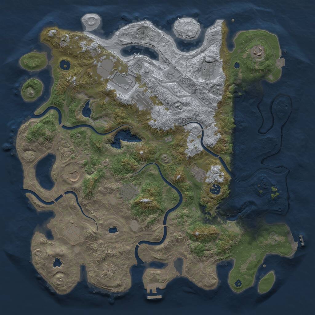 Rust Map: Procedural Map, Size: 4500, Seed: 5669725, 17 Monuments