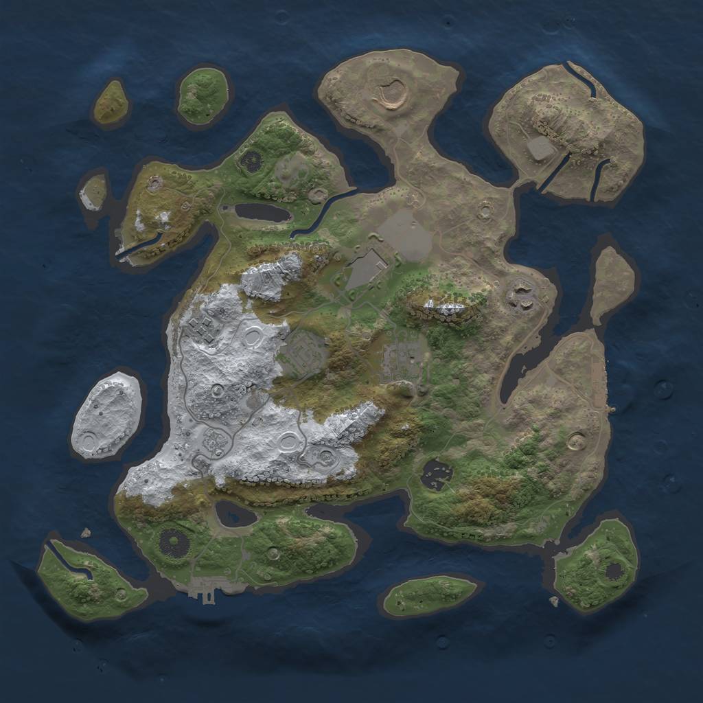 Rust Map: Procedural Map, Size: 3500, Seed: 4435781, 16 Monuments