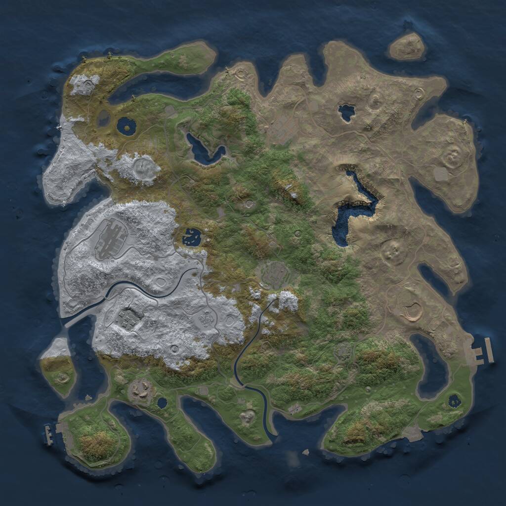 Rust Map: Procedural Map, Size: 4000, Seed: 666305, 13 Monuments
