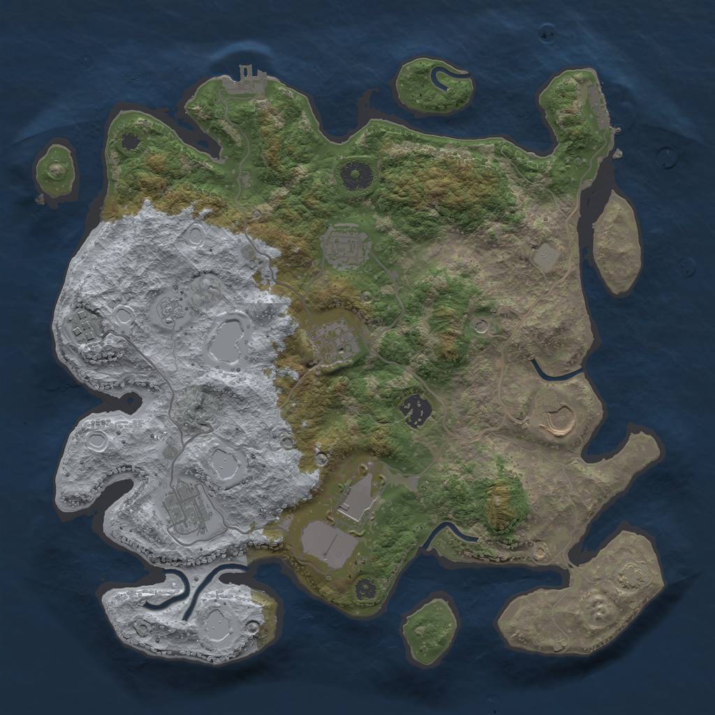Rust Map: Procedural Map, Size: 3500, Seed: 329715, 15 Monuments