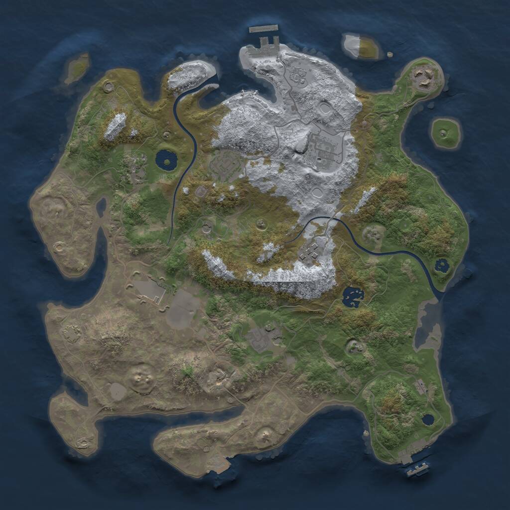 Rust Map: Procedural Map, Size: 3550, Seed: 728023, 14 Monuments