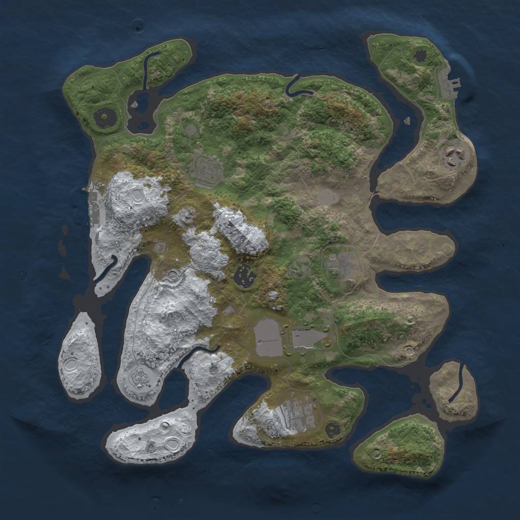 Rust Map: Procedural Map, Size: 3550, Seed: 909866, 15 Monuments