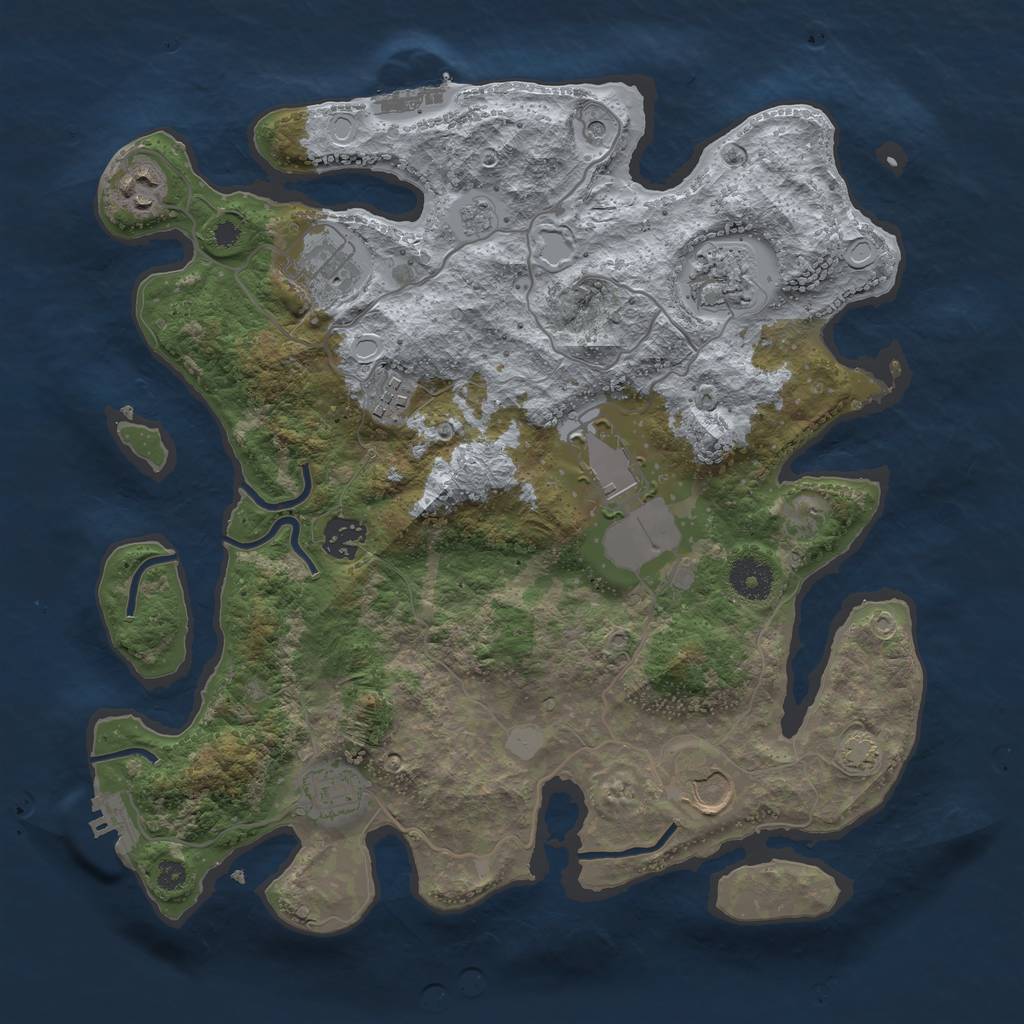 Rust Map: Procedural Map, Size: 3550, Seed: 718208, 16 Monuments