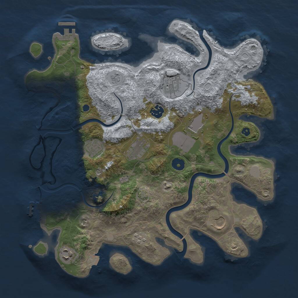 Rust Map: Procedural Map, Size: 3550, Seed: 901360, 14 Monuments