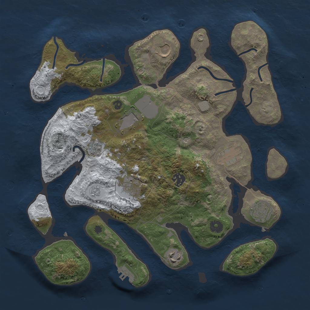 Rust Map: Procedural Map, Size: 3550, Seed: 666305, 16 Monuments