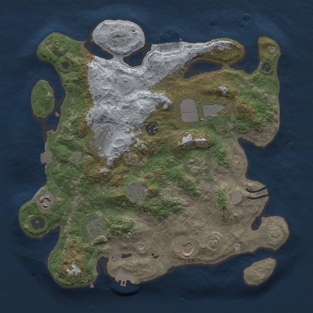 Rust Map: Procedural Map, Size: 3500, Seed: 2519673, 16 Monuments