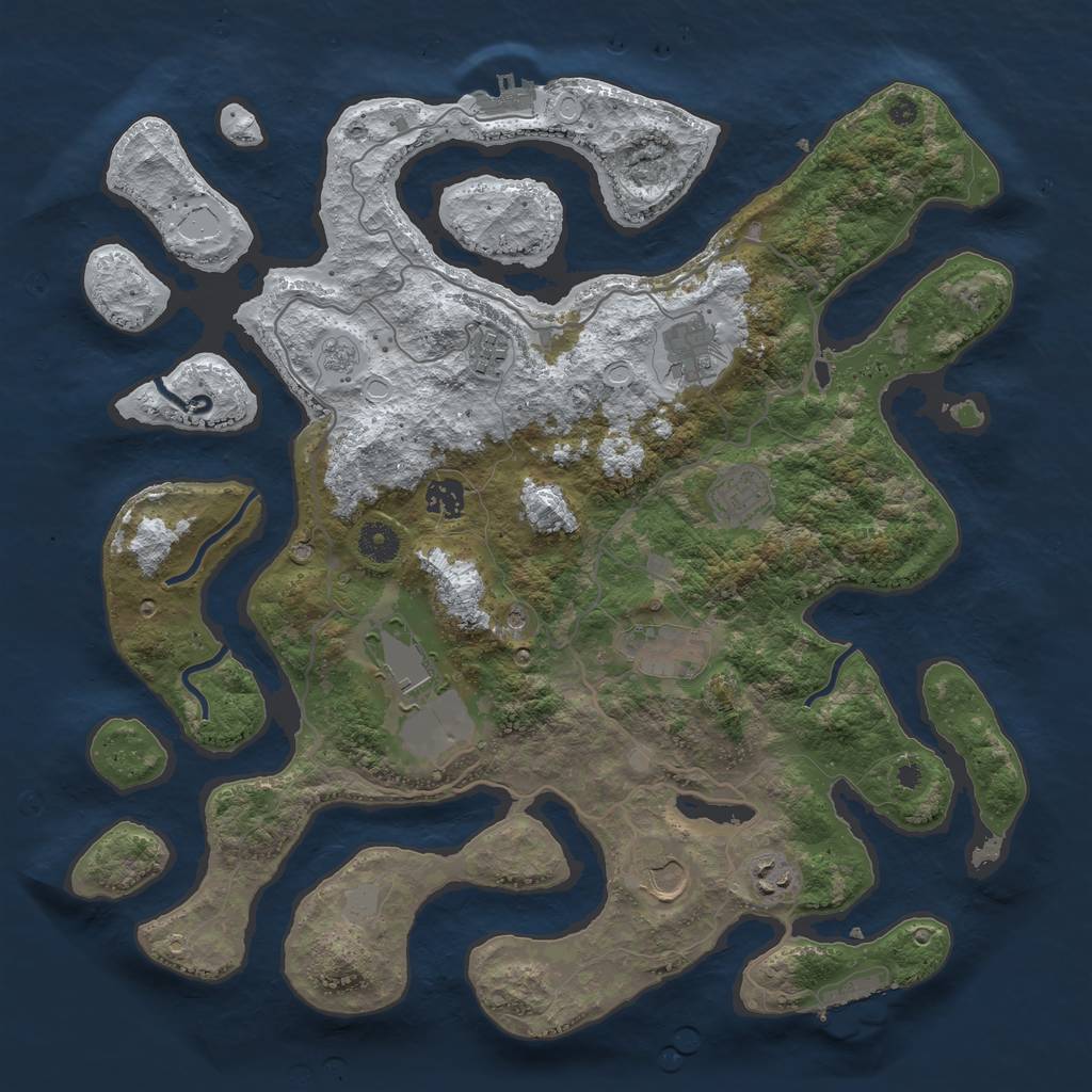 Rust Map: Procedural Map, Size: 4000, Seed: 123350, 17 Monuments