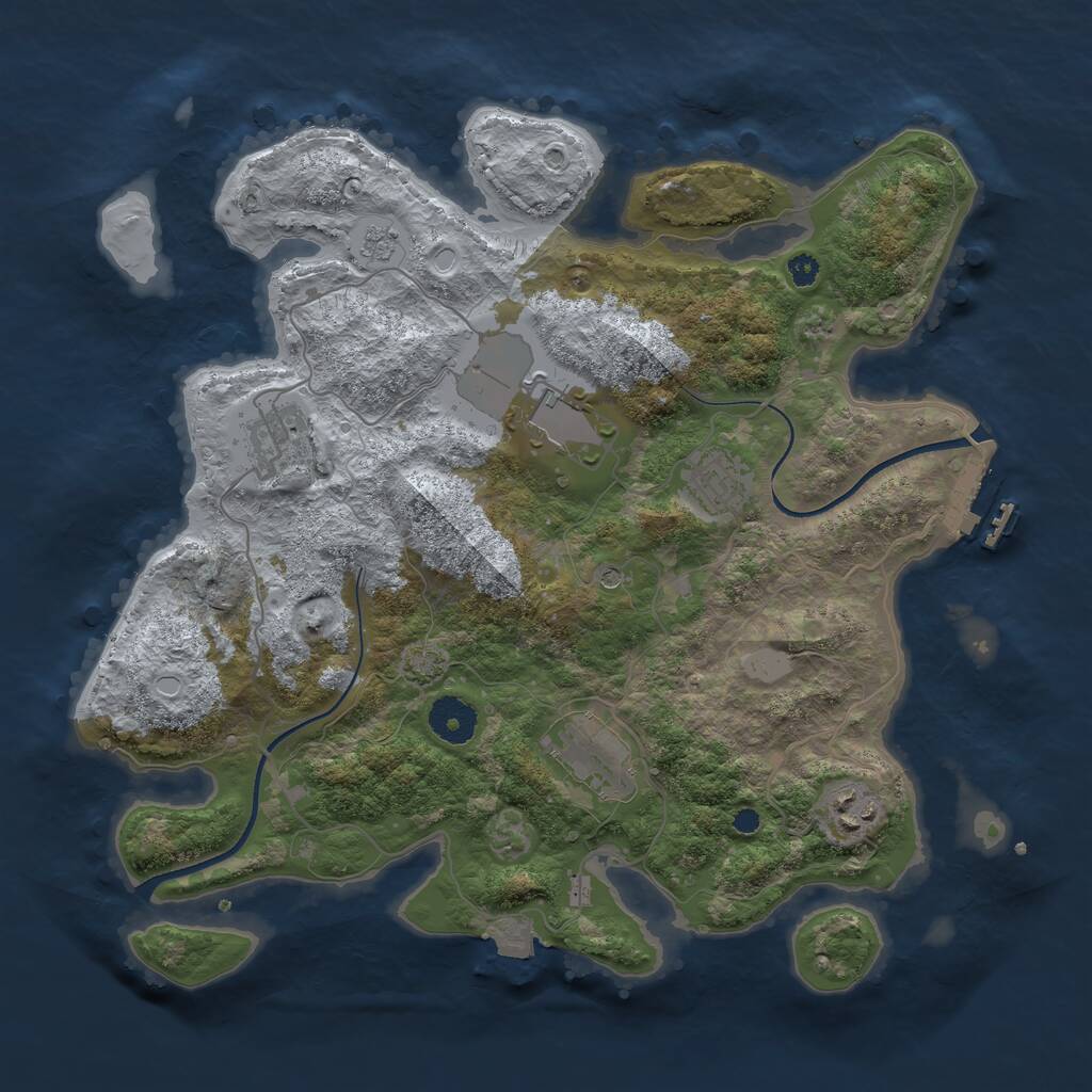Rust Map: Procedural Map, Size: 3500, Seed: 45934, 10 Monuments