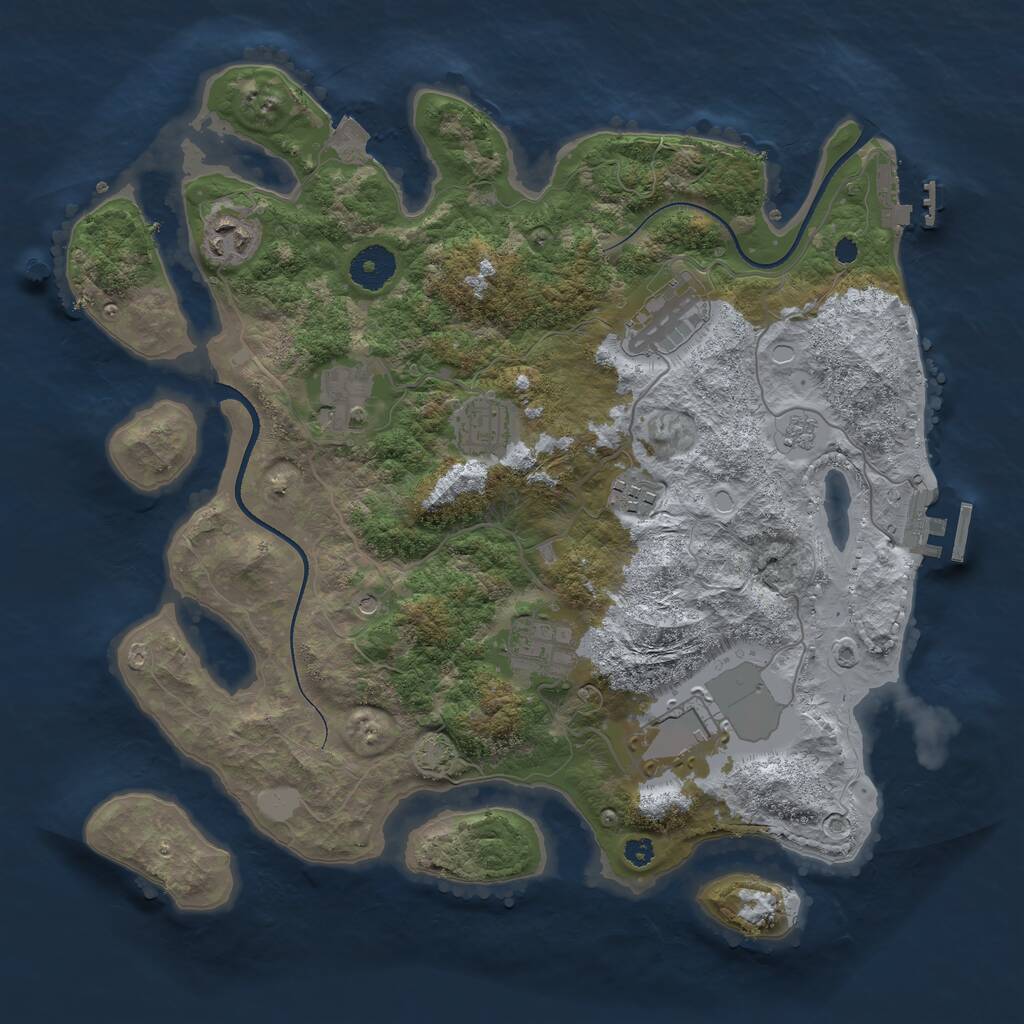 Rust Map: Procedural Map, Size: 3500, Seed: 5467975, 13 Monuments