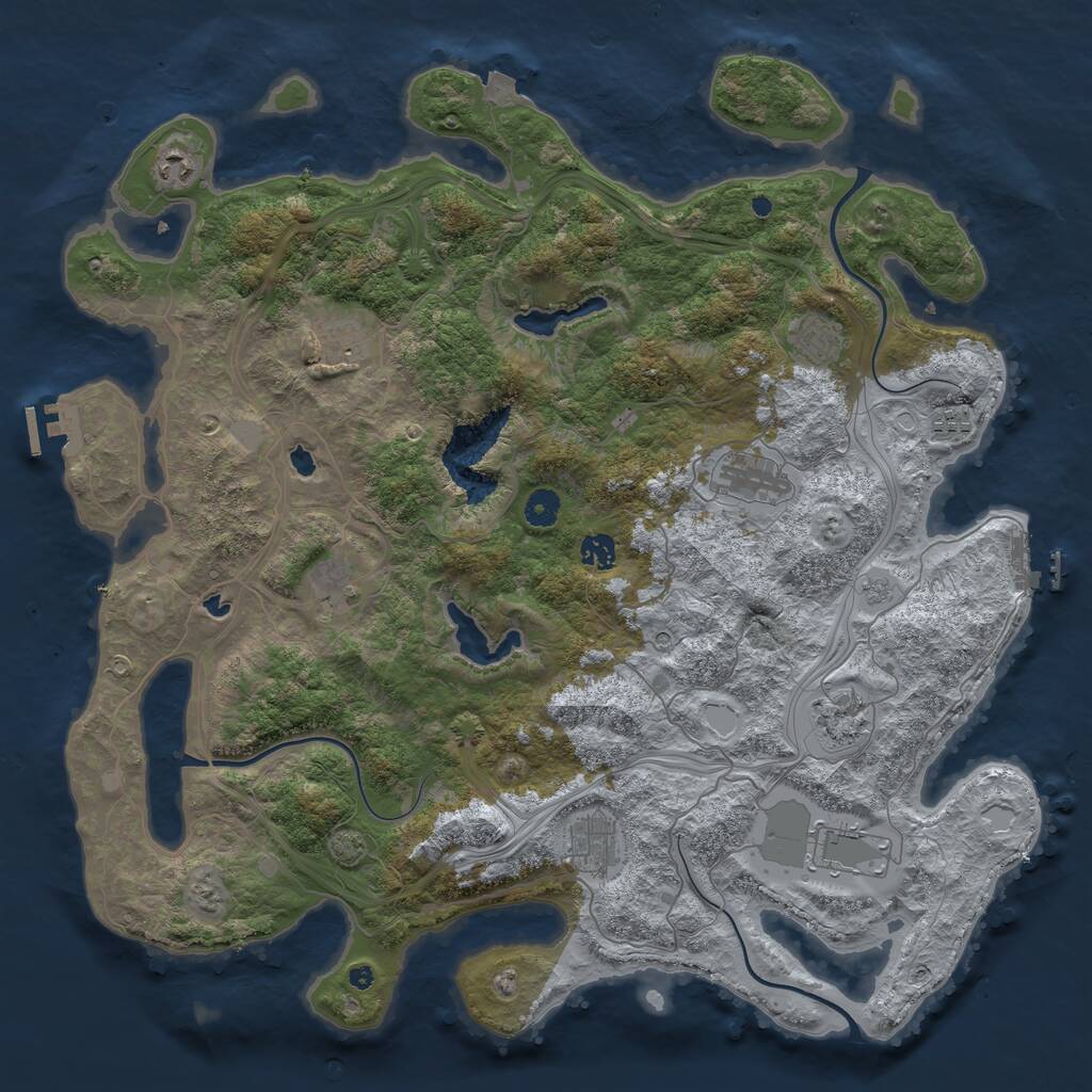 Rust Map: Procedural Map, Size: 4500, Seed: 6175983, 16 Monuments