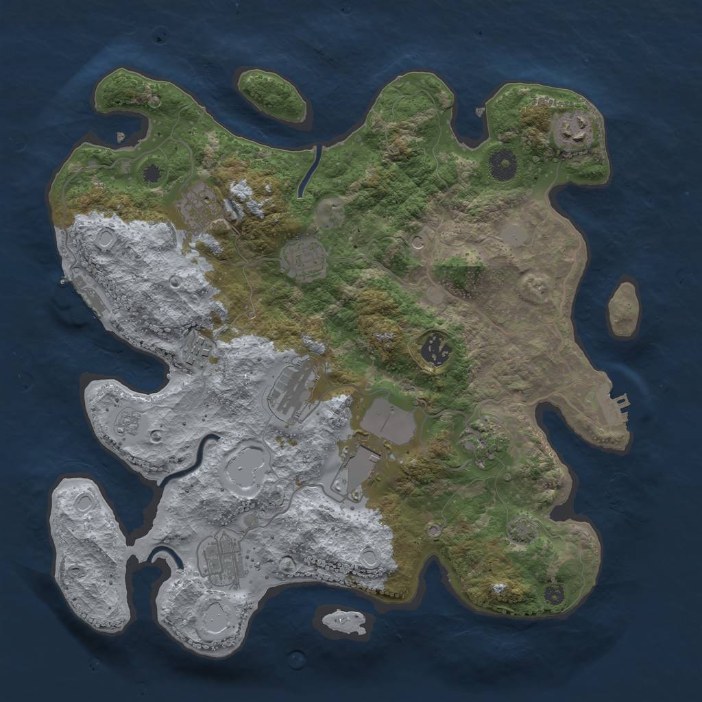 Rust Map: Procedural Map, Size: 3500, Seed: 5487247, 17 Monuments