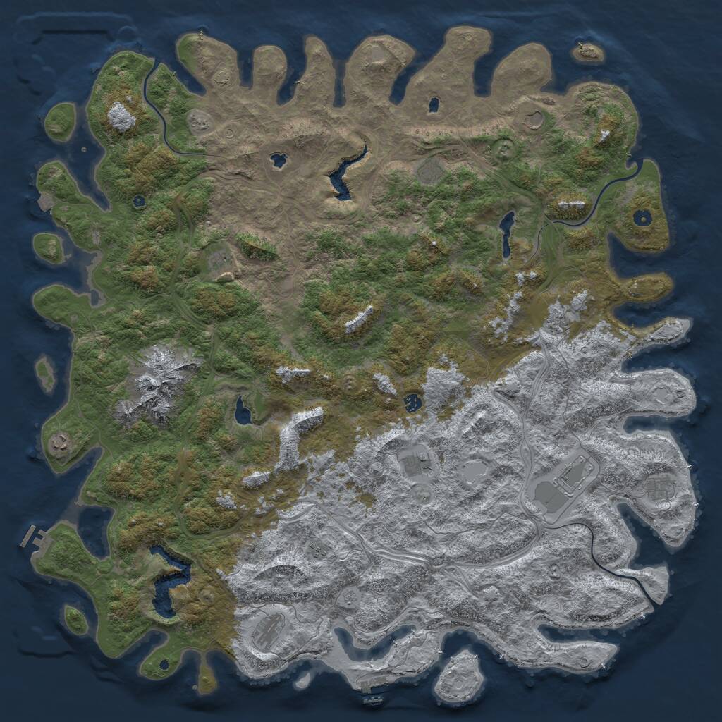 Rust Map: Procedural Map, Size: 6000, Seed: 20500, 17 Monuments