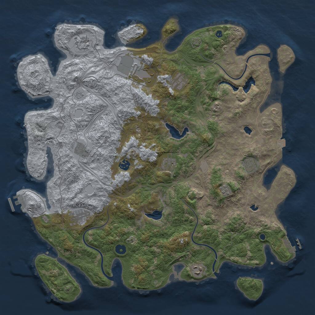 Rust Map: Procedural Map, Size: 4500, Seed: 6295257, 16 Monuments