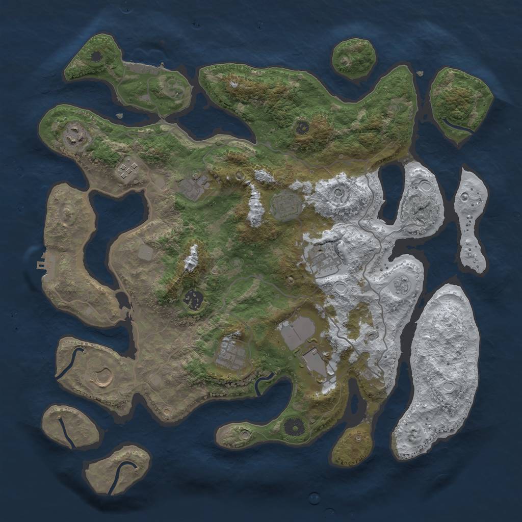 Rust Map: Procedural Map, Size: 4000, Seed: 882321, 18 Monuments