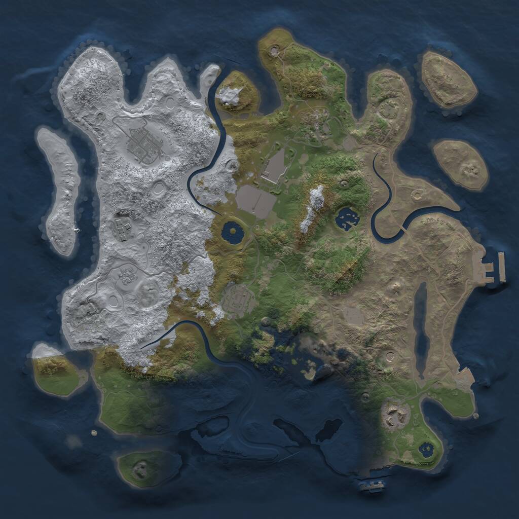 Rust Map: Procedural Map, Size: 3500, Seed: 2646647, 14 Monuments