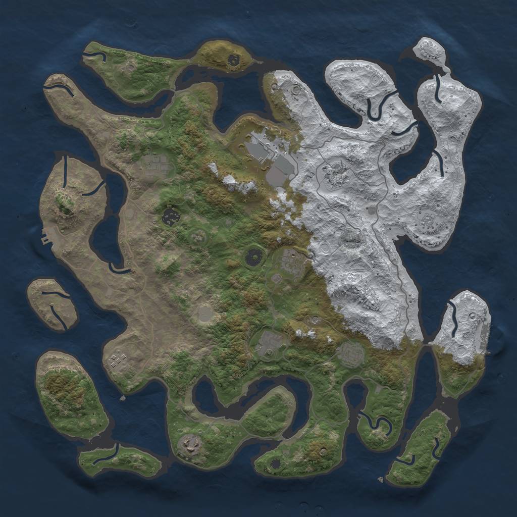 Rust Map: Procedural Map, Size: 4500, Seed: 518339, 18 Monuments