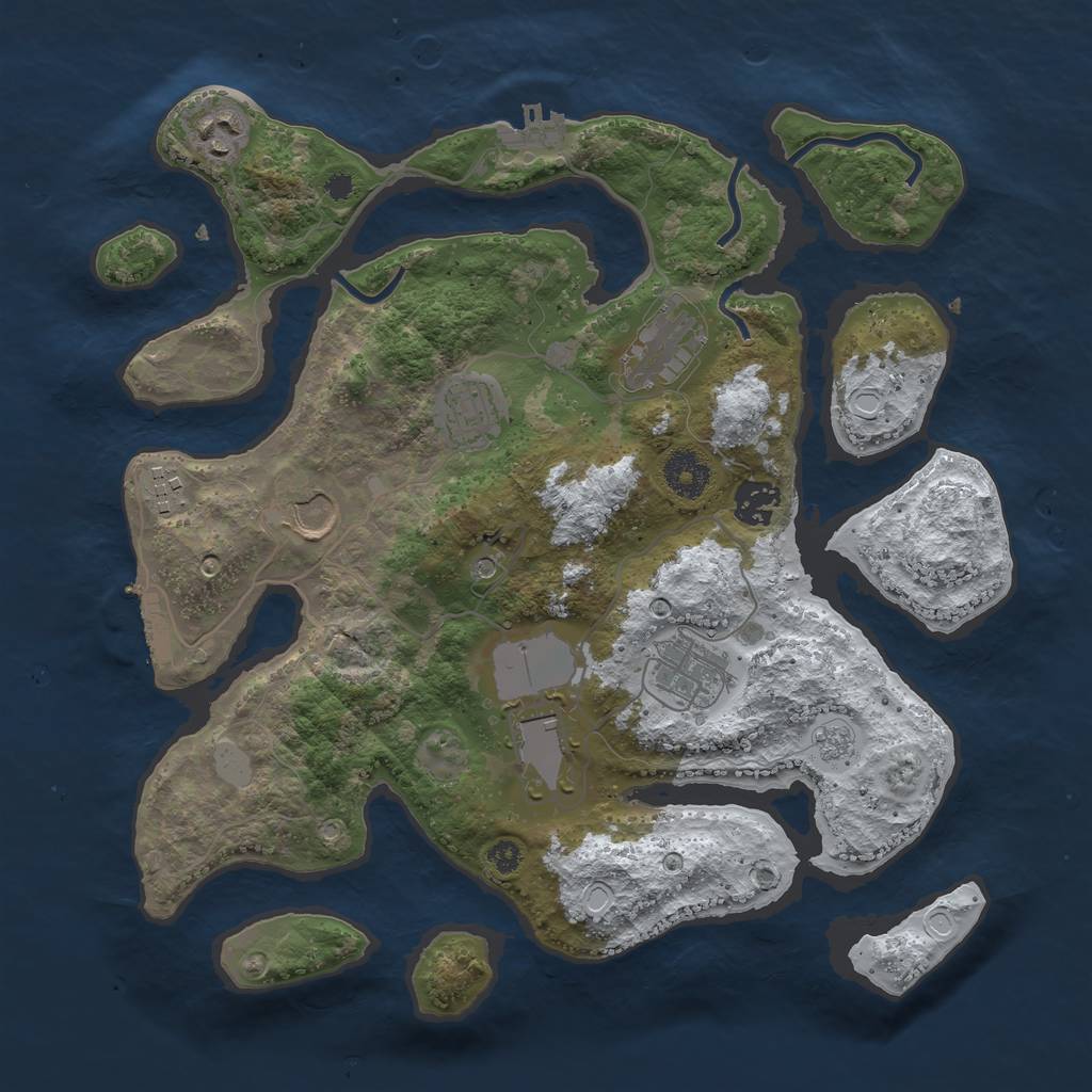 Rust Map: Procedural Map, Size: 3500, Seed: 4746101, 17 Monuments