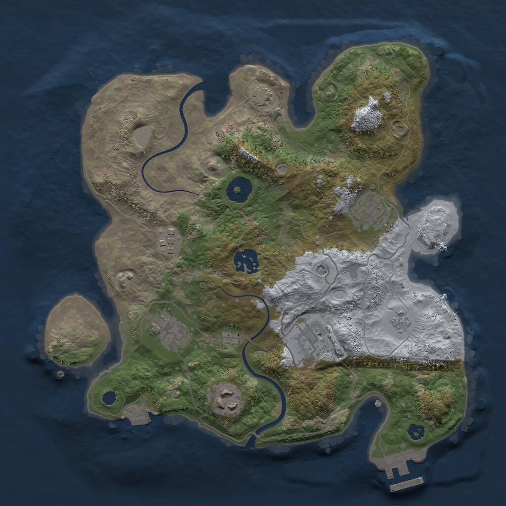 Rust Map: Procedural Map, Size: 3000, Seed: 4107407, 11 Monuments