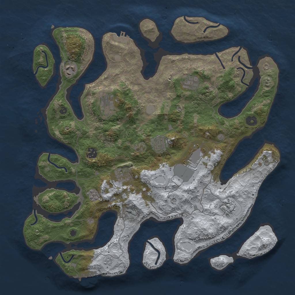 Rust Map: Procedural Map, Size: 4000, Seed: 690193, 18 Monuments