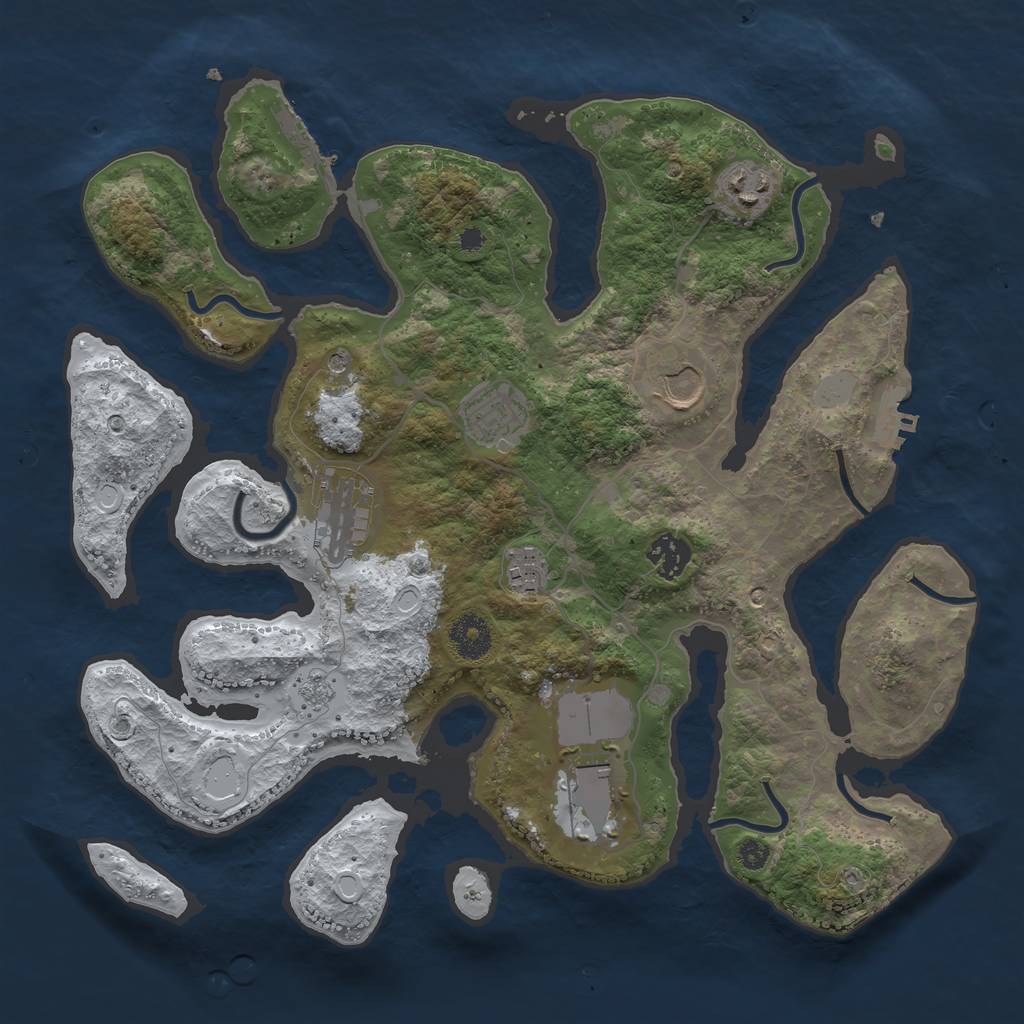 Rust Map: Procedural Map, Size: 3550, Seed: 434731, 16 Monuments