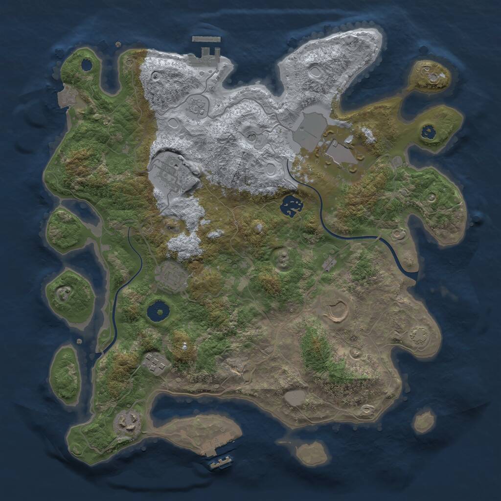 Rust Map: Procedural Map, Size: 3550, Seed: 686532, 13 Monuments