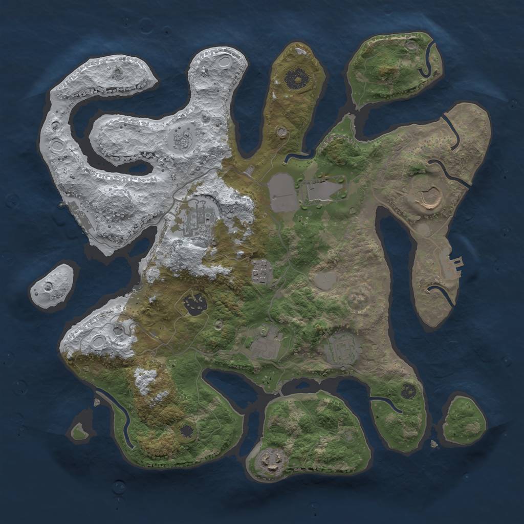 Rust Map: Procedural Map, Size: 3500, Seed: 4900026, 17 Monuments