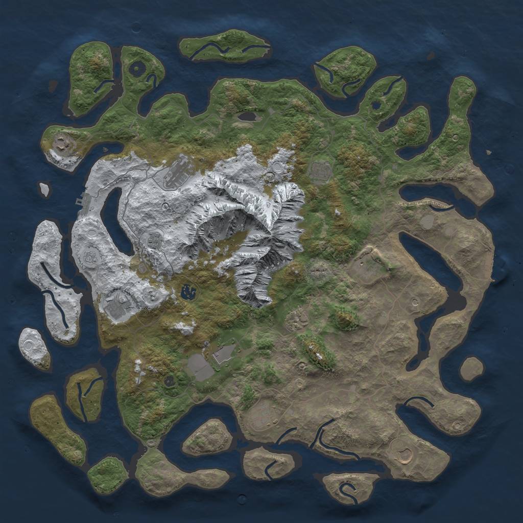 Rust Map: Procedural Map, Size: 5000, Seed: 1234567, 20 Monuments