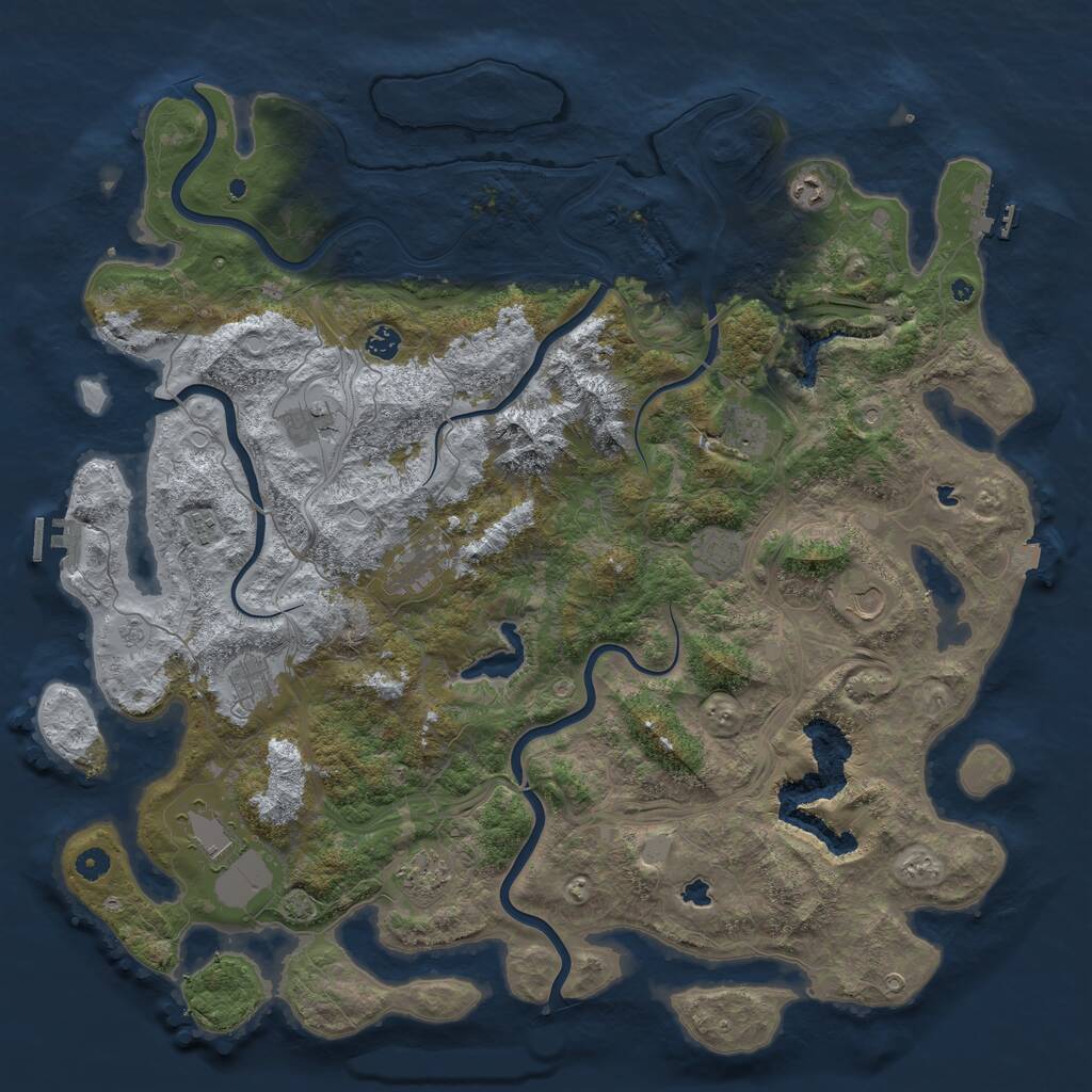 Rust Map: Procedural Map, Size: 5000, Seed: 1234567, 17 Monuments